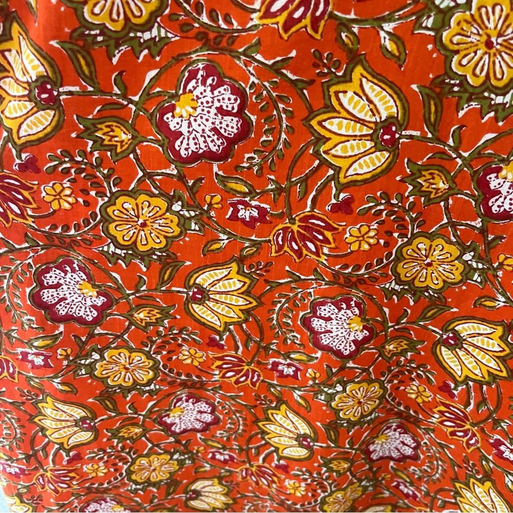 Vibrant Orange Floral Midi Dress - Picture 6 of 14
